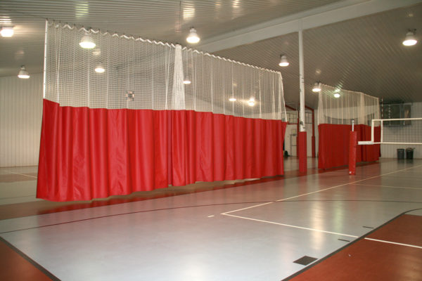 Douglas Gym Divider Curtains installed at in indoor sports facility