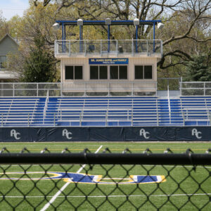 Front Bleacher Windscreens with school logo